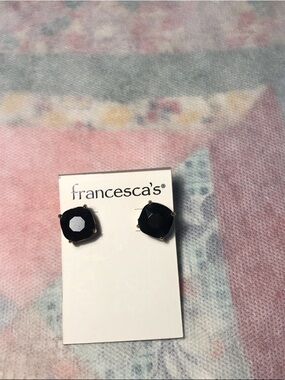 Francesca's Black Faceted Cushion Stud Earrings